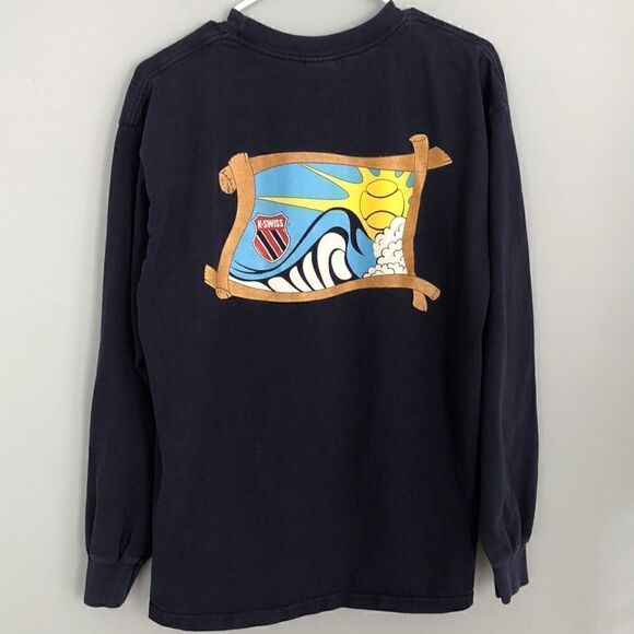 K Swiss Women’s L “National Tennis Team” Long sleeve navy heavy cotton T-shirt - Picture 4 of 7